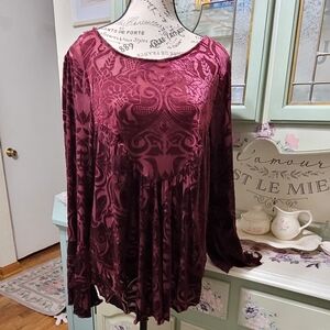 Velvet Burn Out Peasant Top